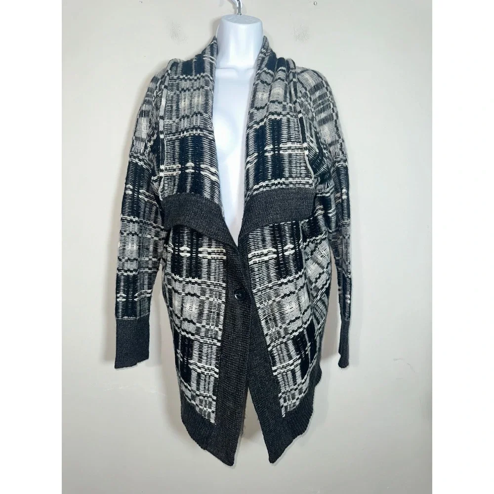 Victoria's Secret Plaid Mohair Wool Blend‎ Oversized Cardigan Sweater Size S